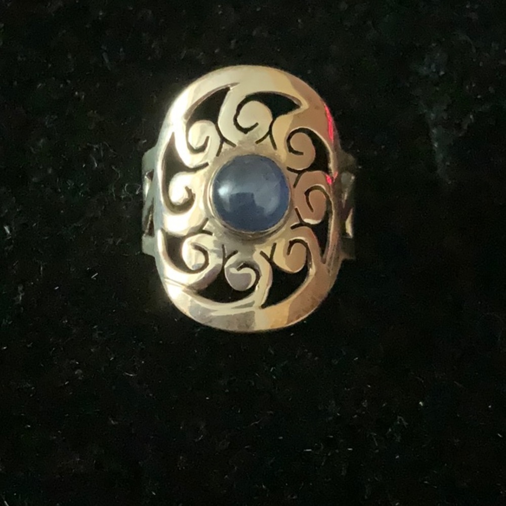7.5 Swirl Filigree Sterling Kyanite Ring 925 Magick